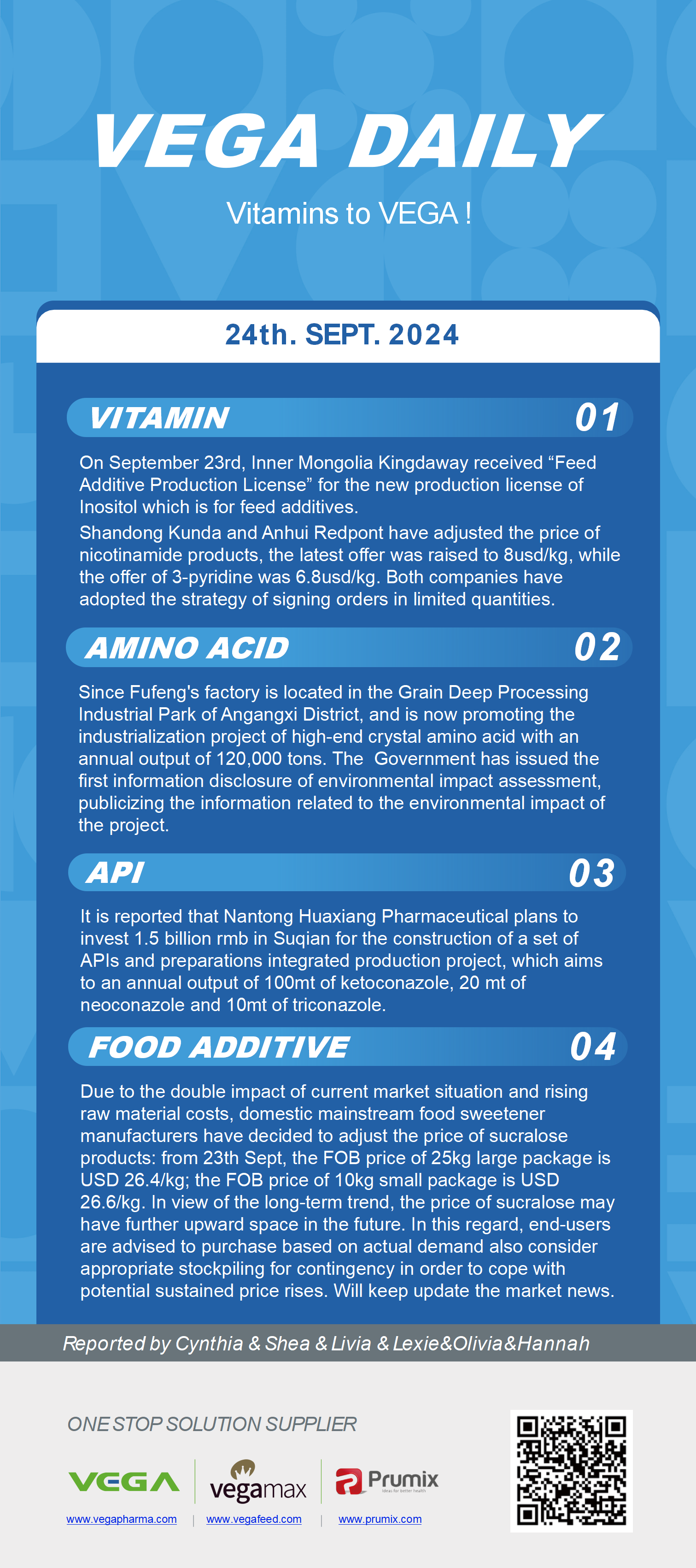 Vega Daily Dated on Sept 24th 2024 Vitamin Amino Acid APl Food Additives.png